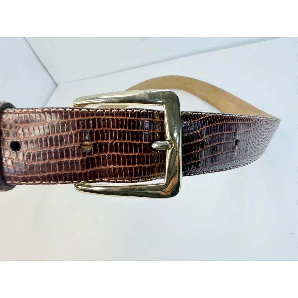 Saks Fifth Avenue Genuine Lizard Leather Belt 1 Inches Wide Vintage Size 40
